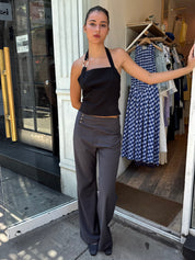 Viola Low Rise Flared Trousers in Charcoal