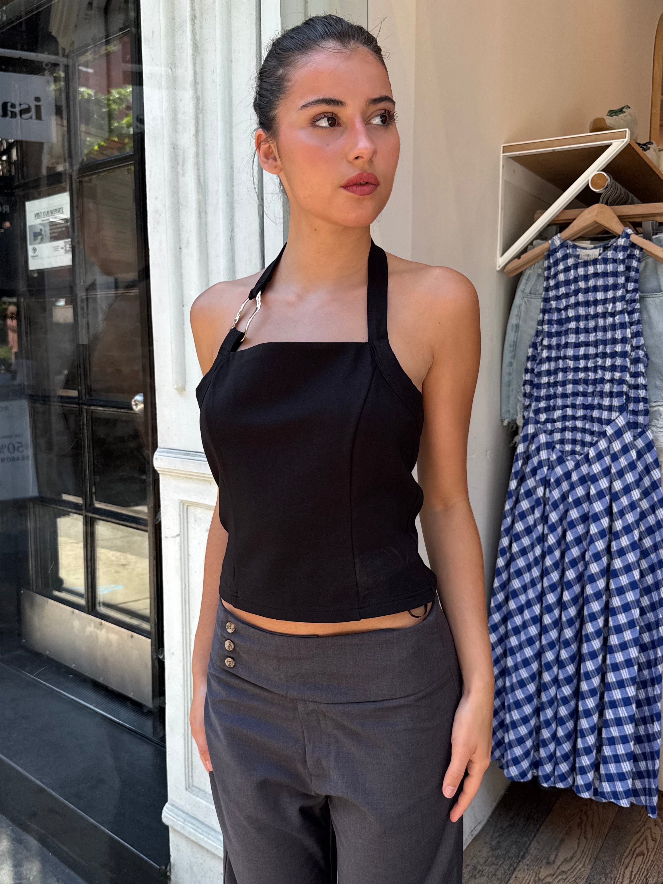 Zara Halter Top in Black