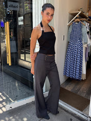 Viola Low Rise Flared Trousers in Charcoal