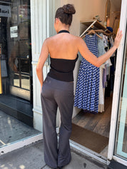 Viola Low Rise Flared Trousers in Charcoal