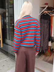 Striped Cotton Cardigan in Multicolor