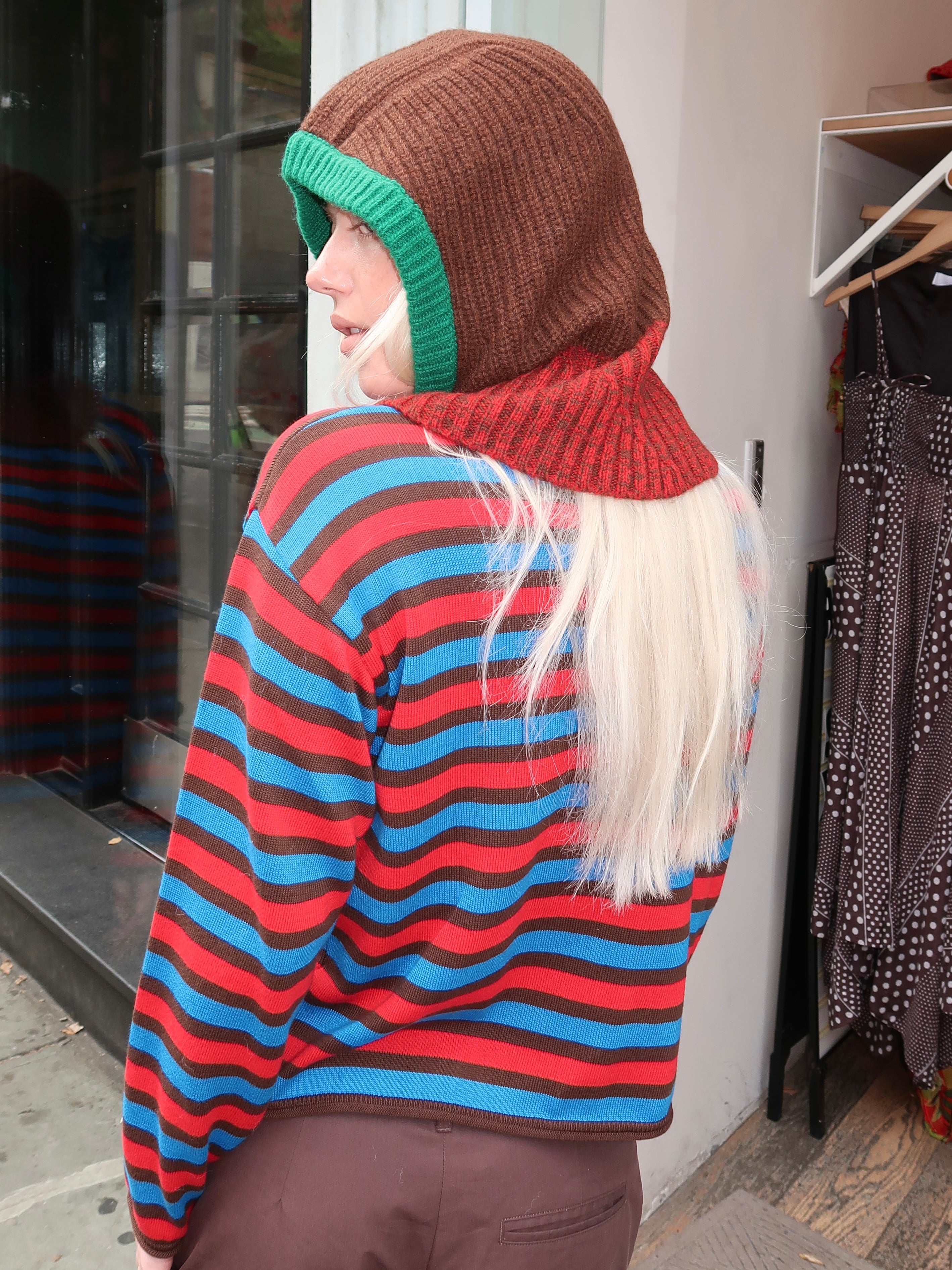 Knitted Balaclava in Dark Brown