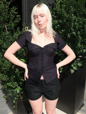 Lia Button Down Corset in Black