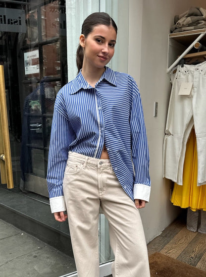 Kerry Oversized Striped Shirt in Blue
