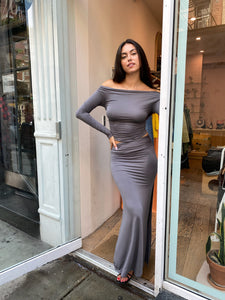 Eden Ruched Top & Skirt Set in Charcoal
