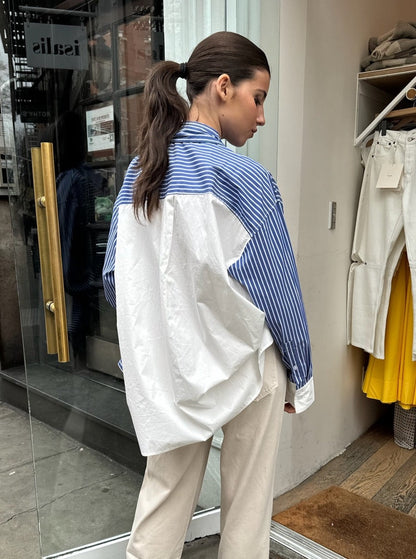 Kerry Oversized Striped Shirt in Blue
