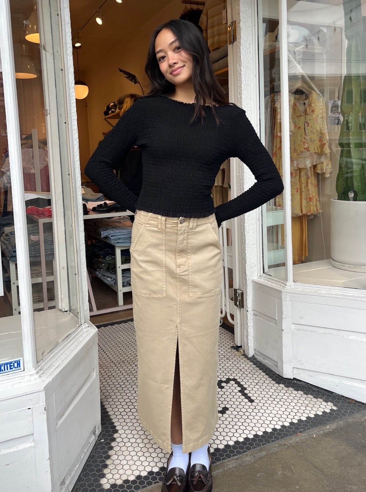 Pamela Midi Skirt in Latte