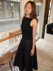 Backless Circle Hem Dress in Black
