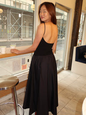 Backless Circle Hem Dress in Black