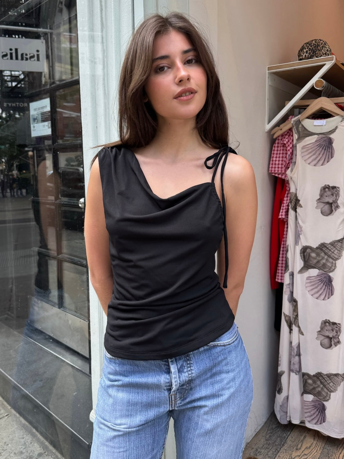 Kyra Tie Tank Top in Black