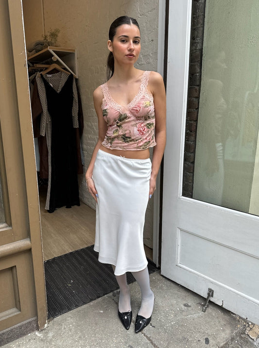 Siena Slip Midi Skirt in White