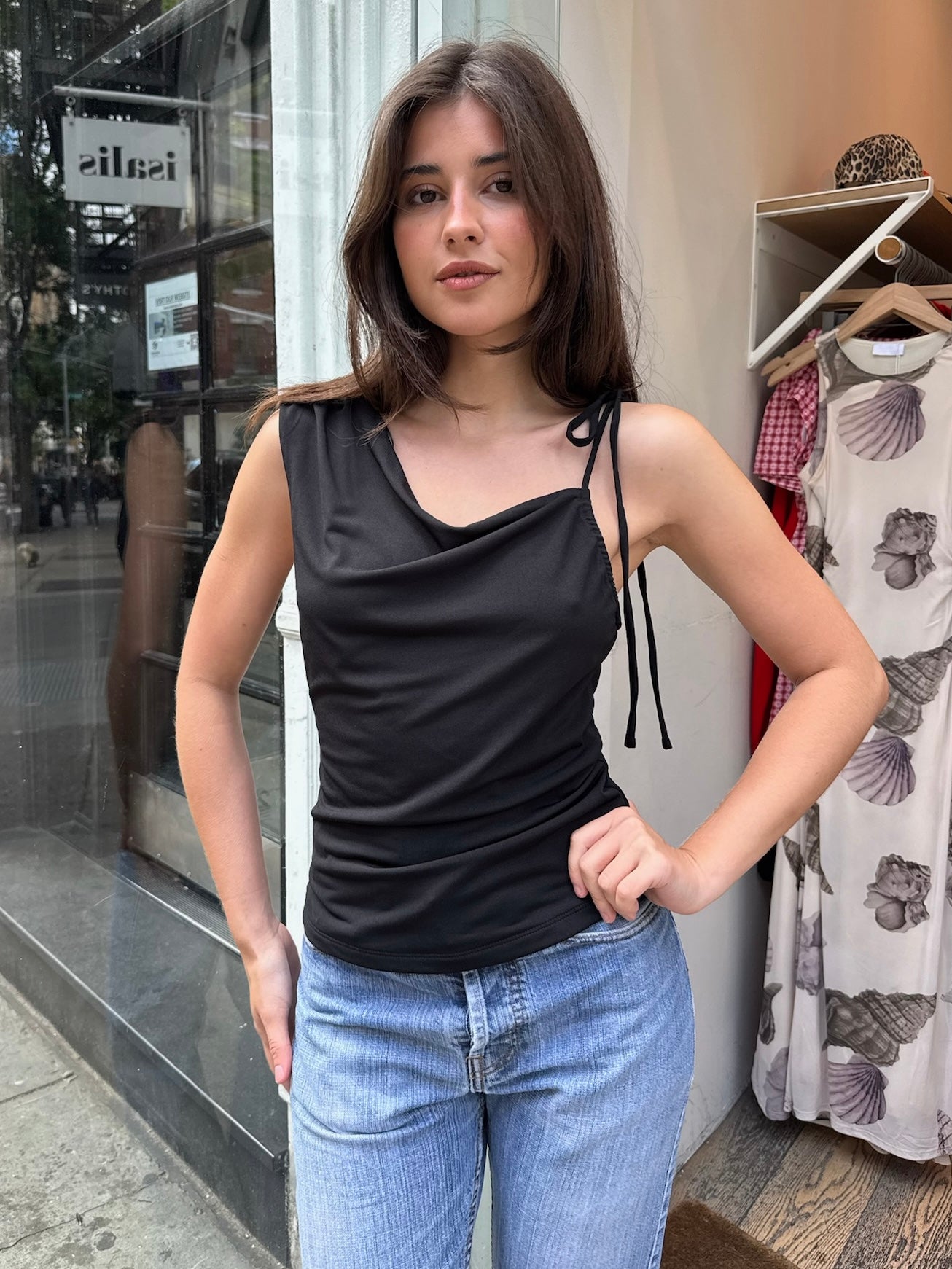 Kyra Tie Tank Top in Black