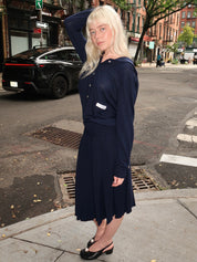 Shortcake Knit Dress in Navy