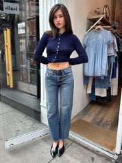 Lexi Mid Rise Bowed Straight in Artisan