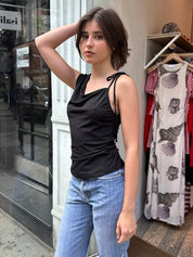 Kyra Tie Tank Top in Black