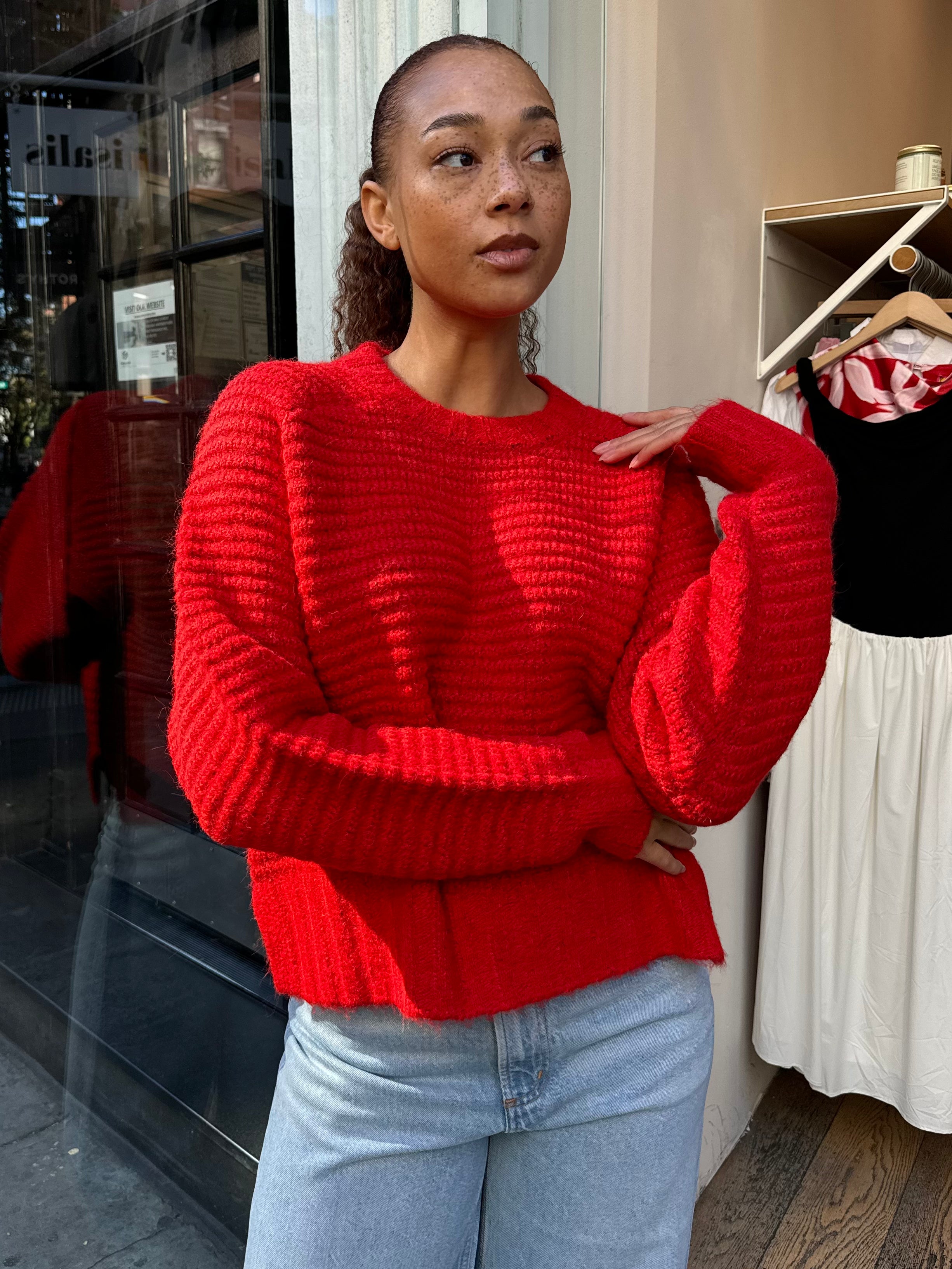 Adina Everyday Sweater in Rouge
