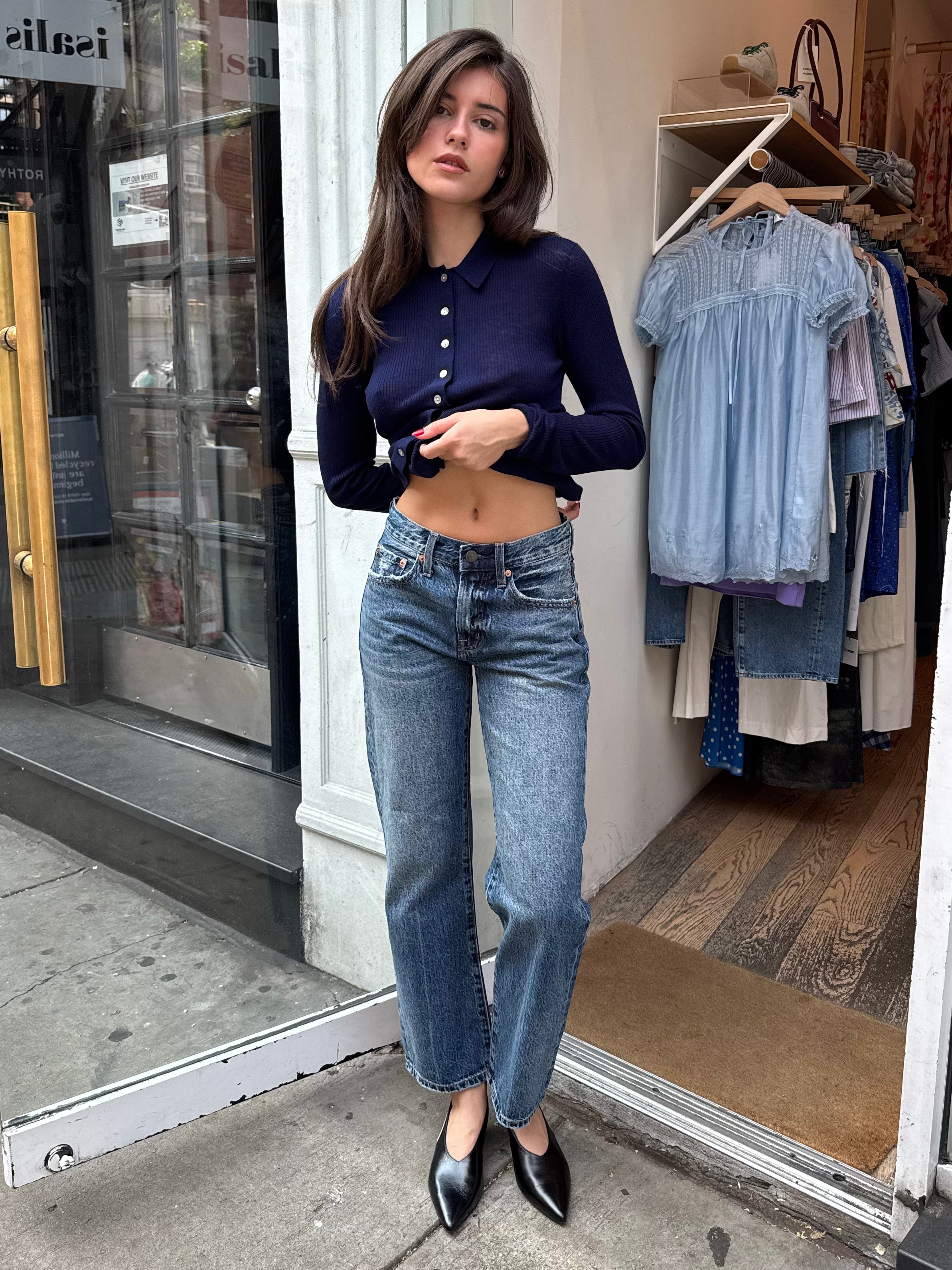 Lexi Mid Rise Bowed Straight in Artisan