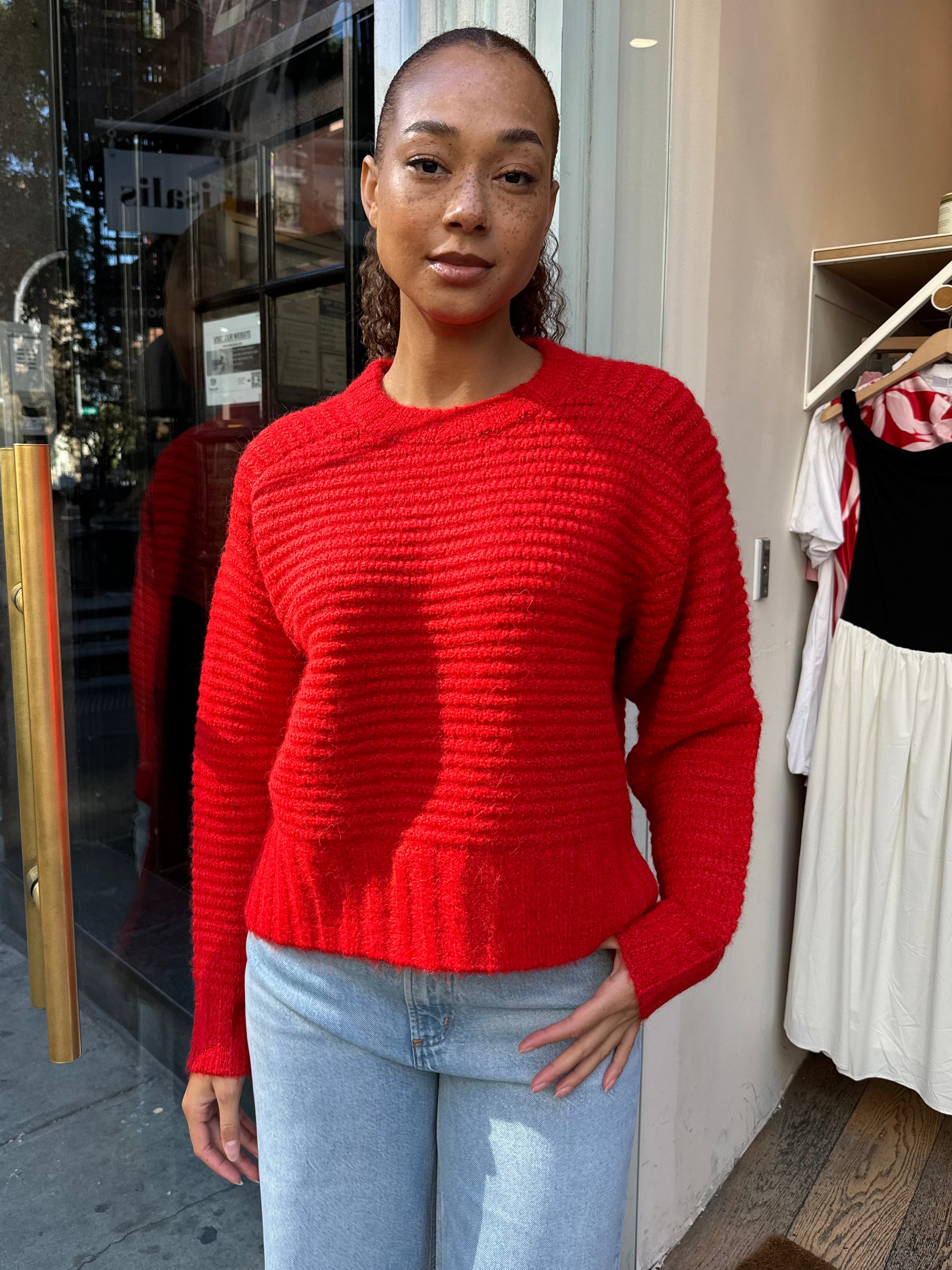 Adina Everyday Sweater in Rouge