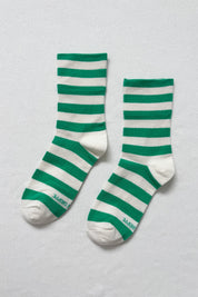 Wide Wally Socks in Green Stripe