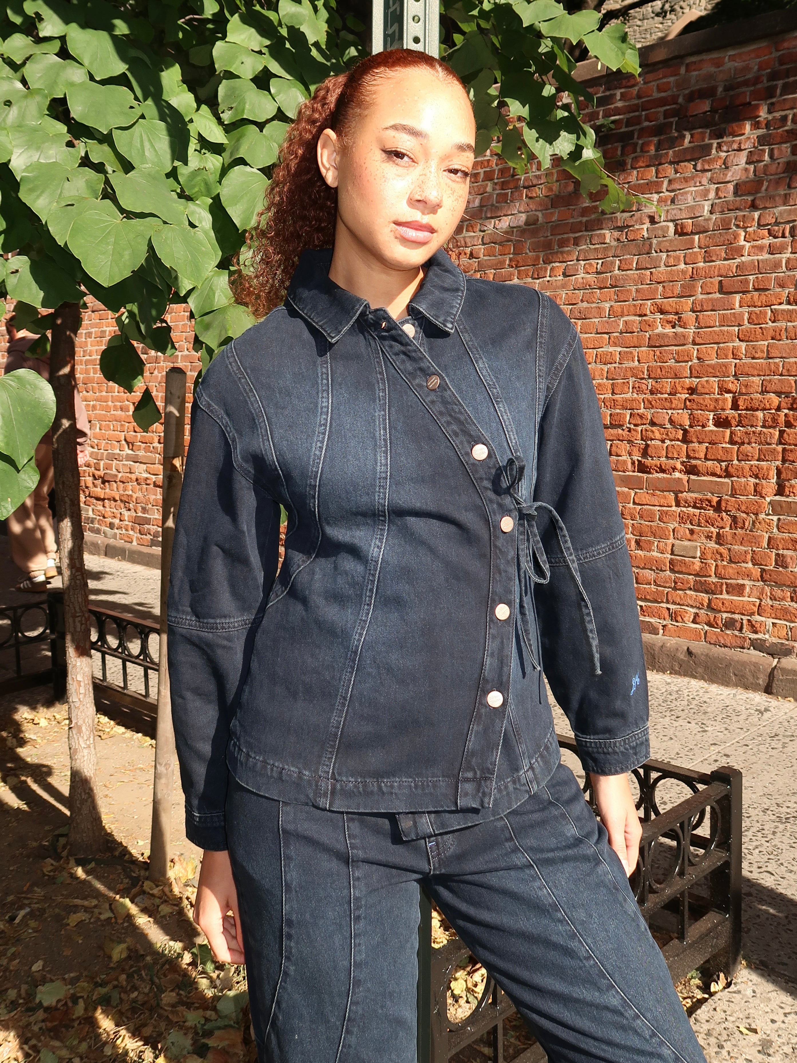 Finella Denim Shirt in Wavy Seams Blue