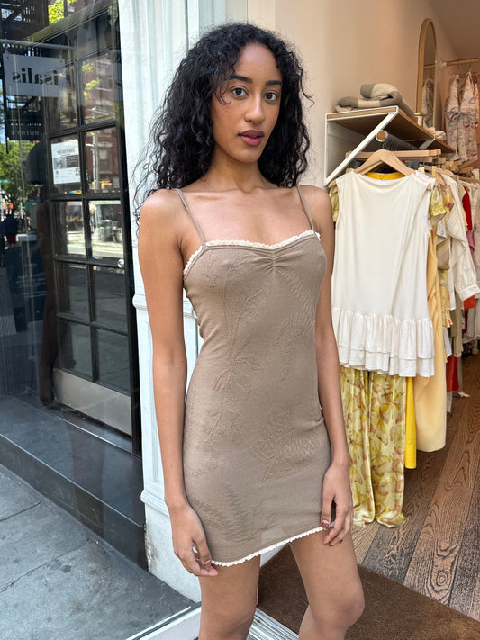 Naelle Knit Mini Dress in Taupe