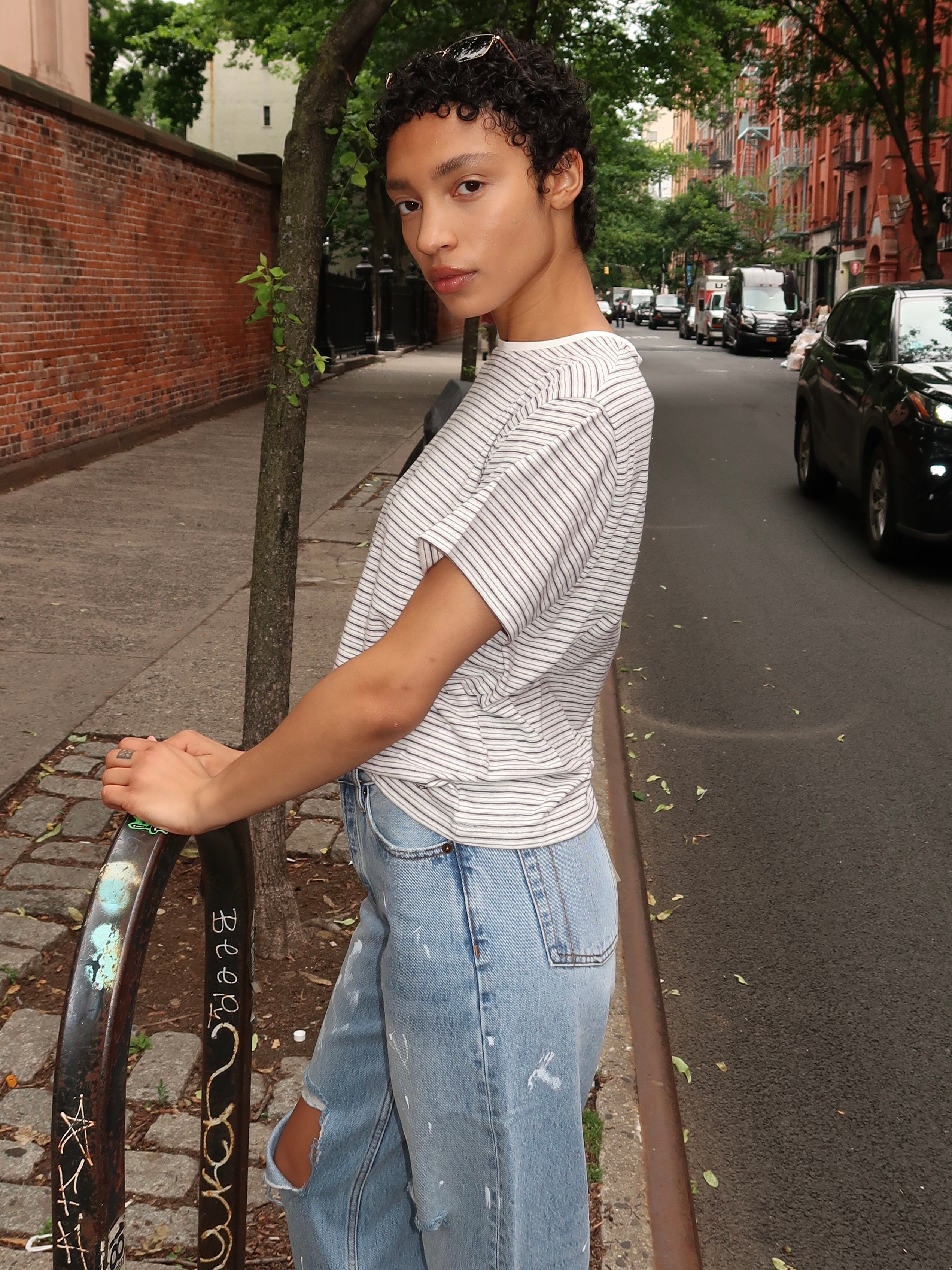 Stripe Tee in Grey