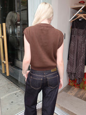 Plant Seal Jacquard Cotton Vest in Dark Brown