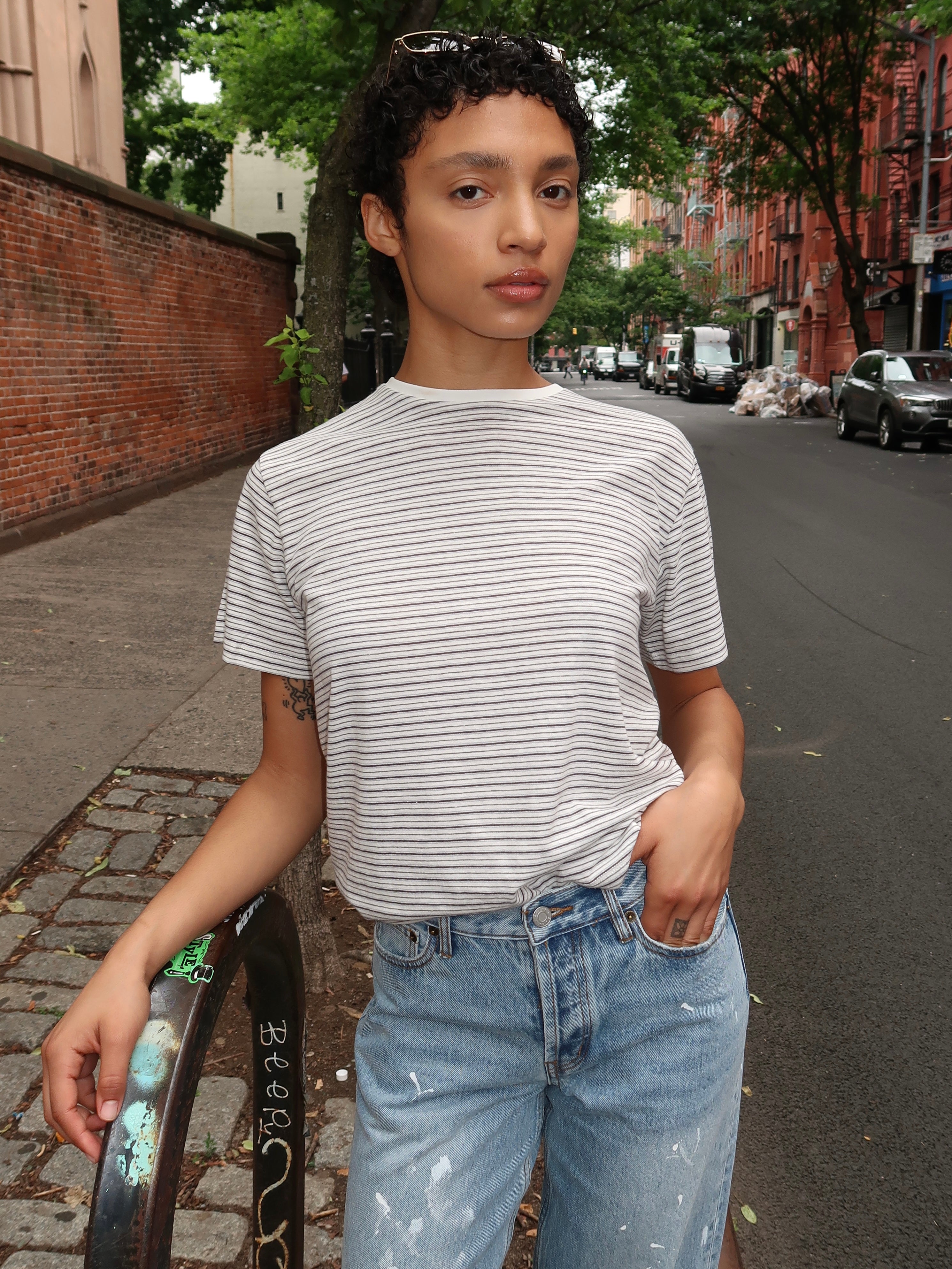 Stripe Tee in Grey