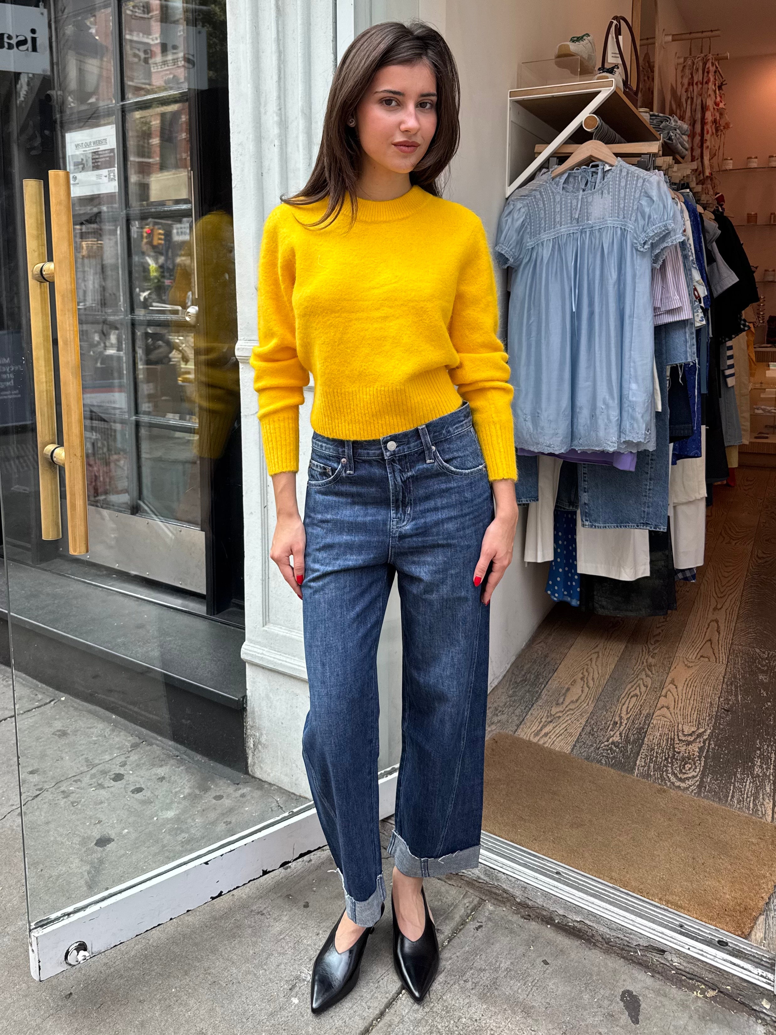 Kacey Mid Rise Cuffed Boyfriend in Cultivate