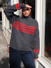 Tallulah High Neck Jumper in Charcoal Red