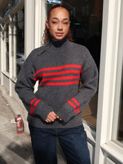 Tallulah High Neck Jumper in Charcoal Red