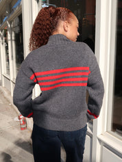 Tallulah High Neck Jumper in Charcoal Red