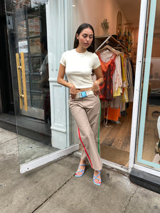 Varsity Pant in Orange Khaki Green