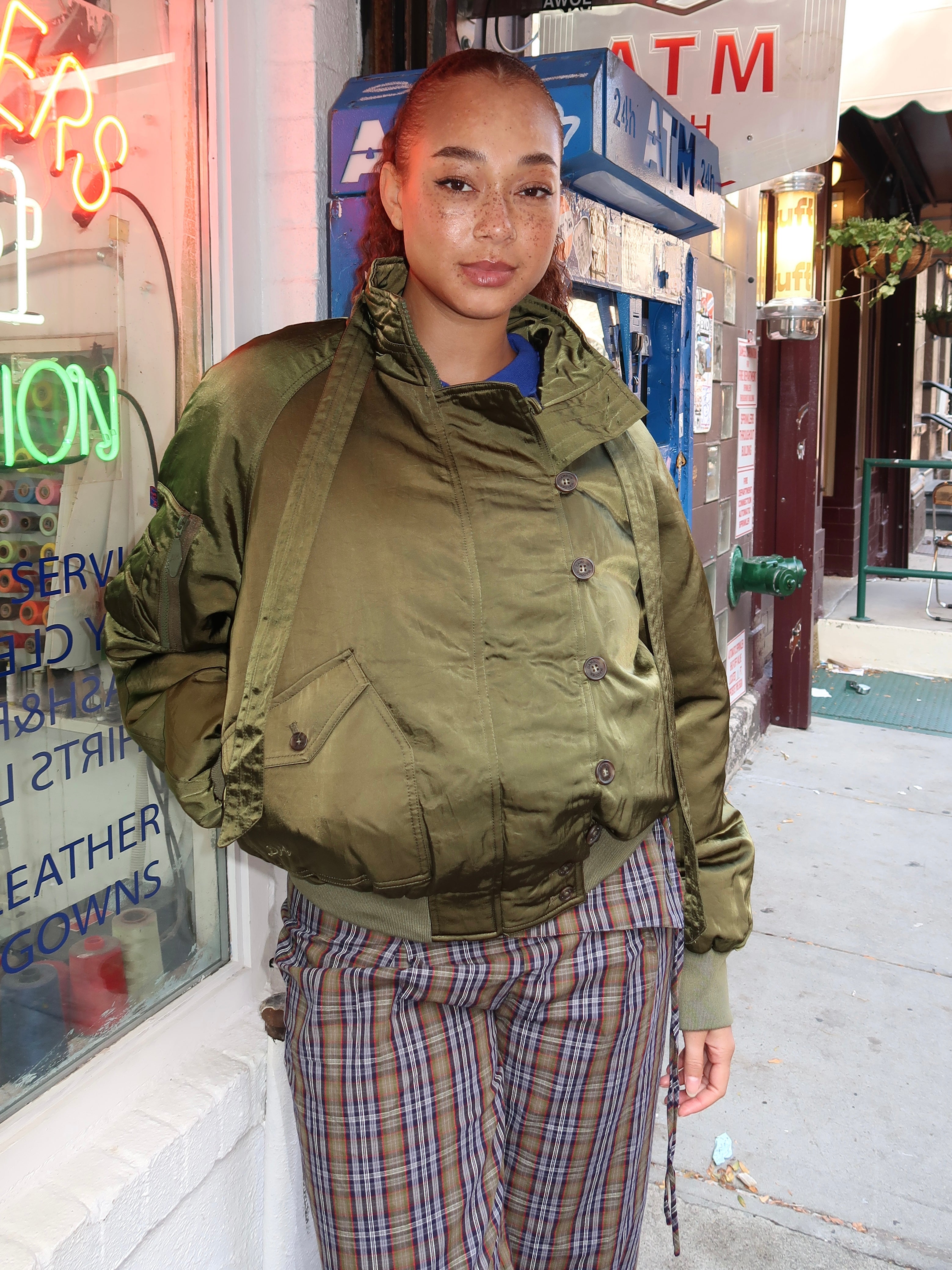 Joanie Bomber in Olive