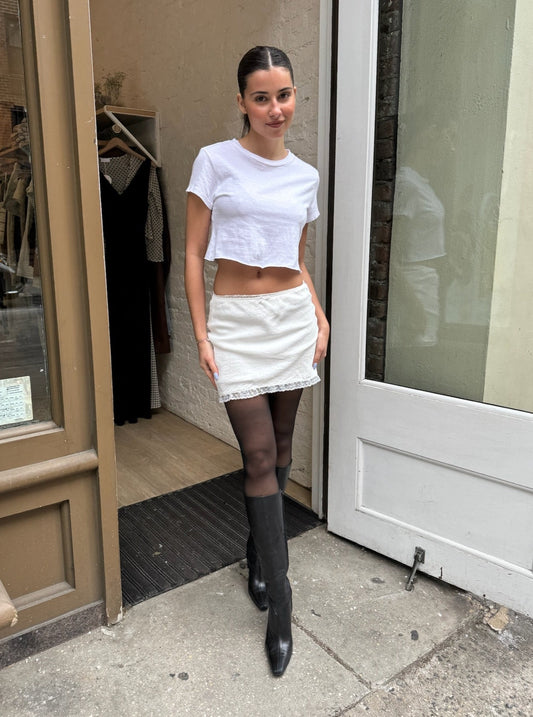 Sarah Mini Slip Skirt in White