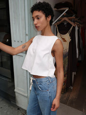 Rue Crop Pop Over Swing Top in Off-White