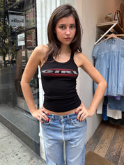 Ribbed Tank Girl in Black