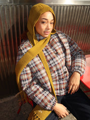 Tassel Hooded Scarf in Olive