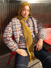 Tassel Hooded Scarf in Olive