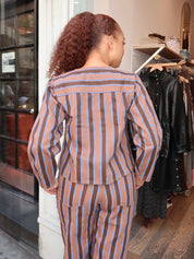 Striped Twill Jacket in Brown