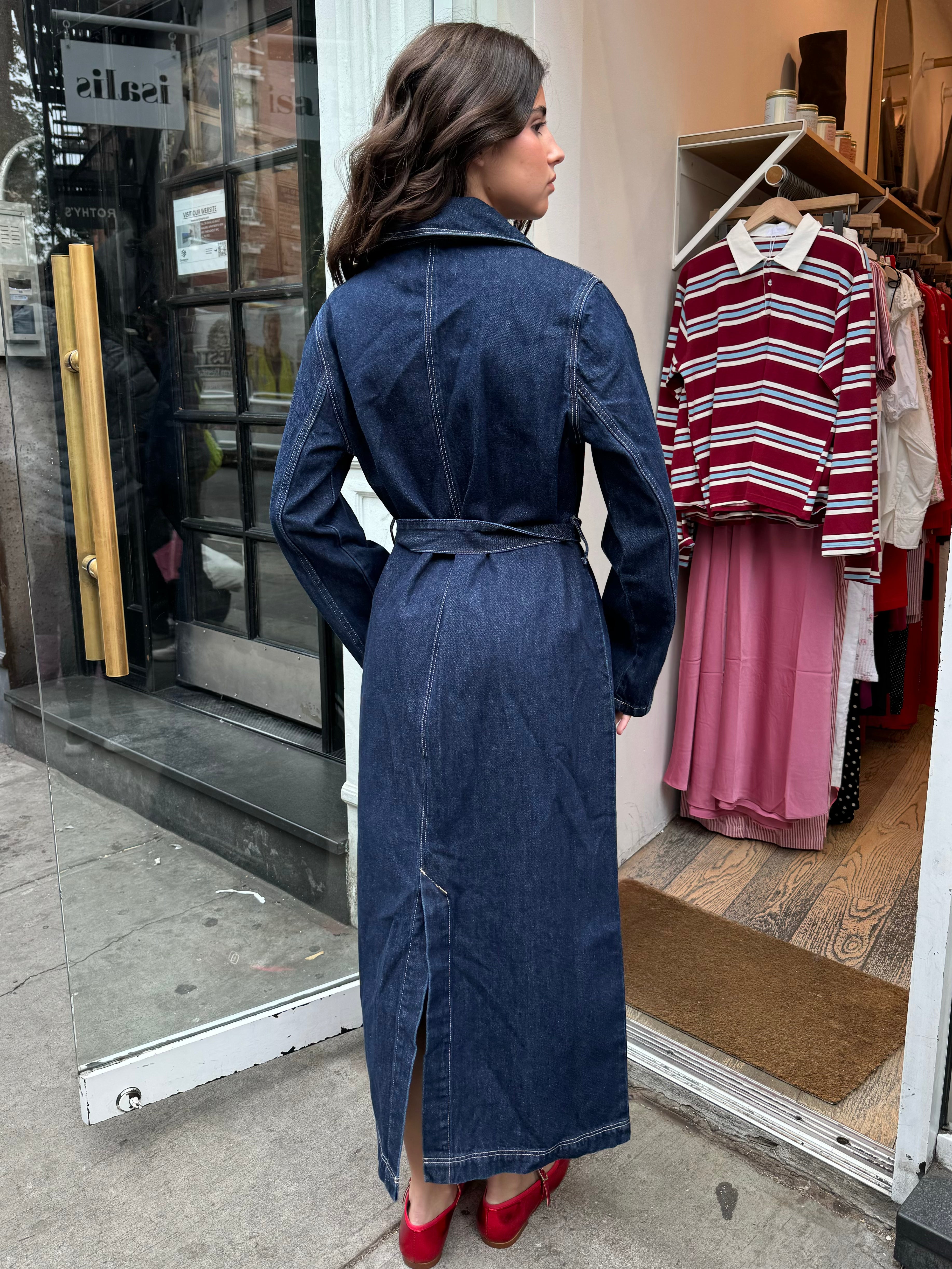 Bijou Alice Trench in Rinse Denim