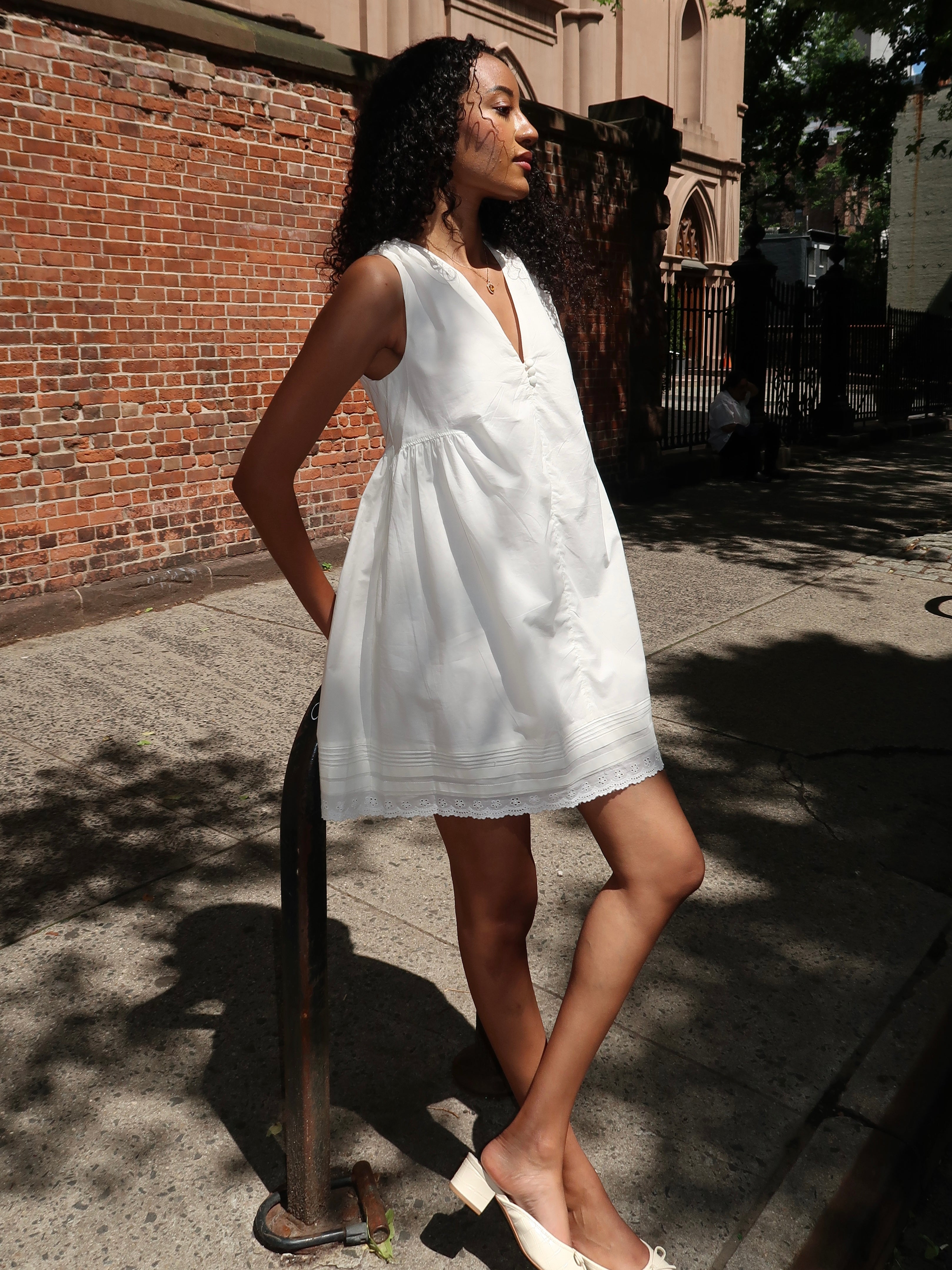 Dion Mini Dress in Fiore Lace White