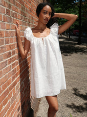 Serafina Mini Dress in Handkerchief Broderie White