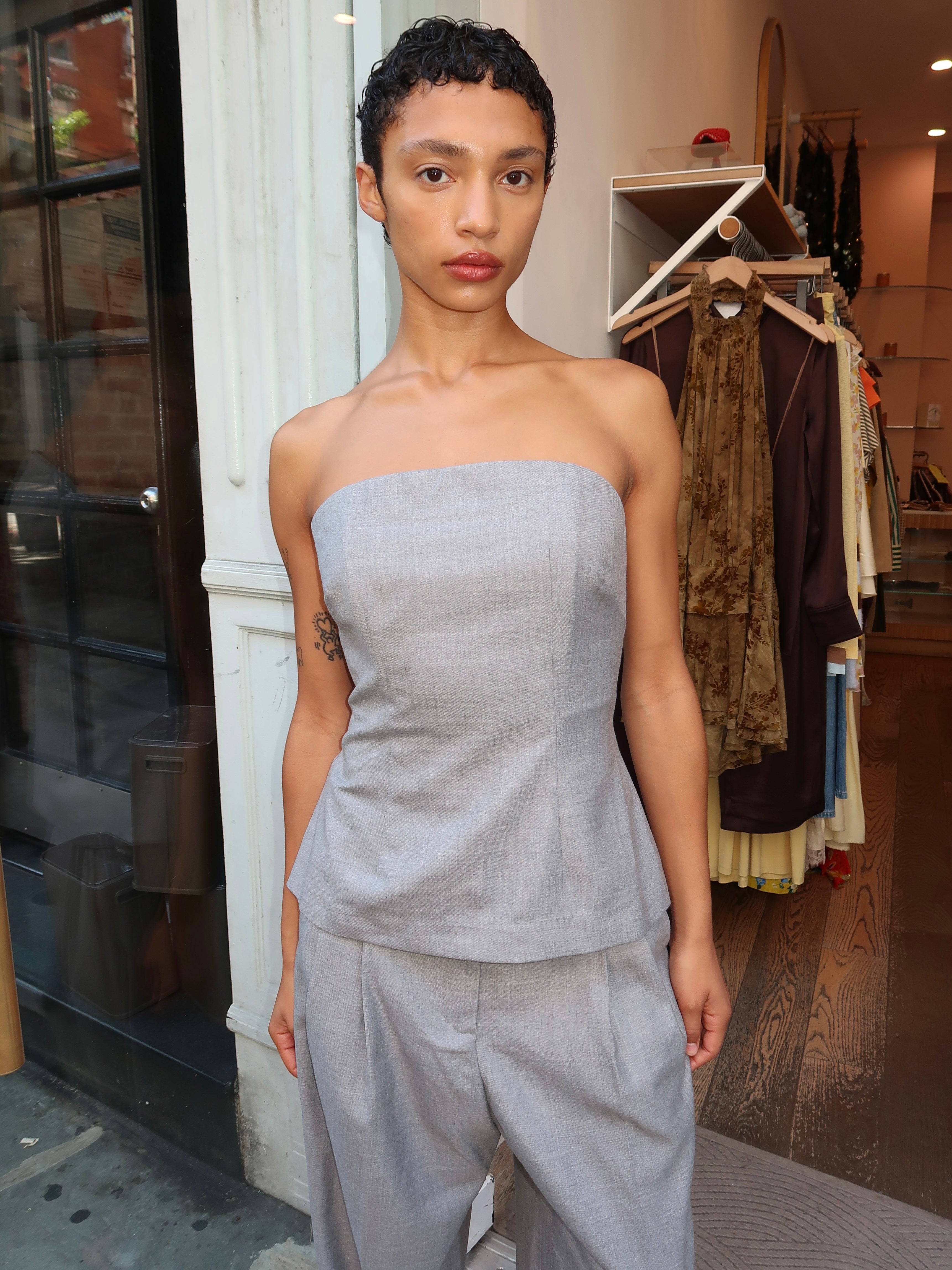 Nessa Top in Light Grey