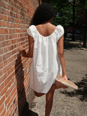 Serafina Mini Dress in Handkerchief Broderie White