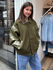 Vinyl Free Fallin Bomber in Army Green