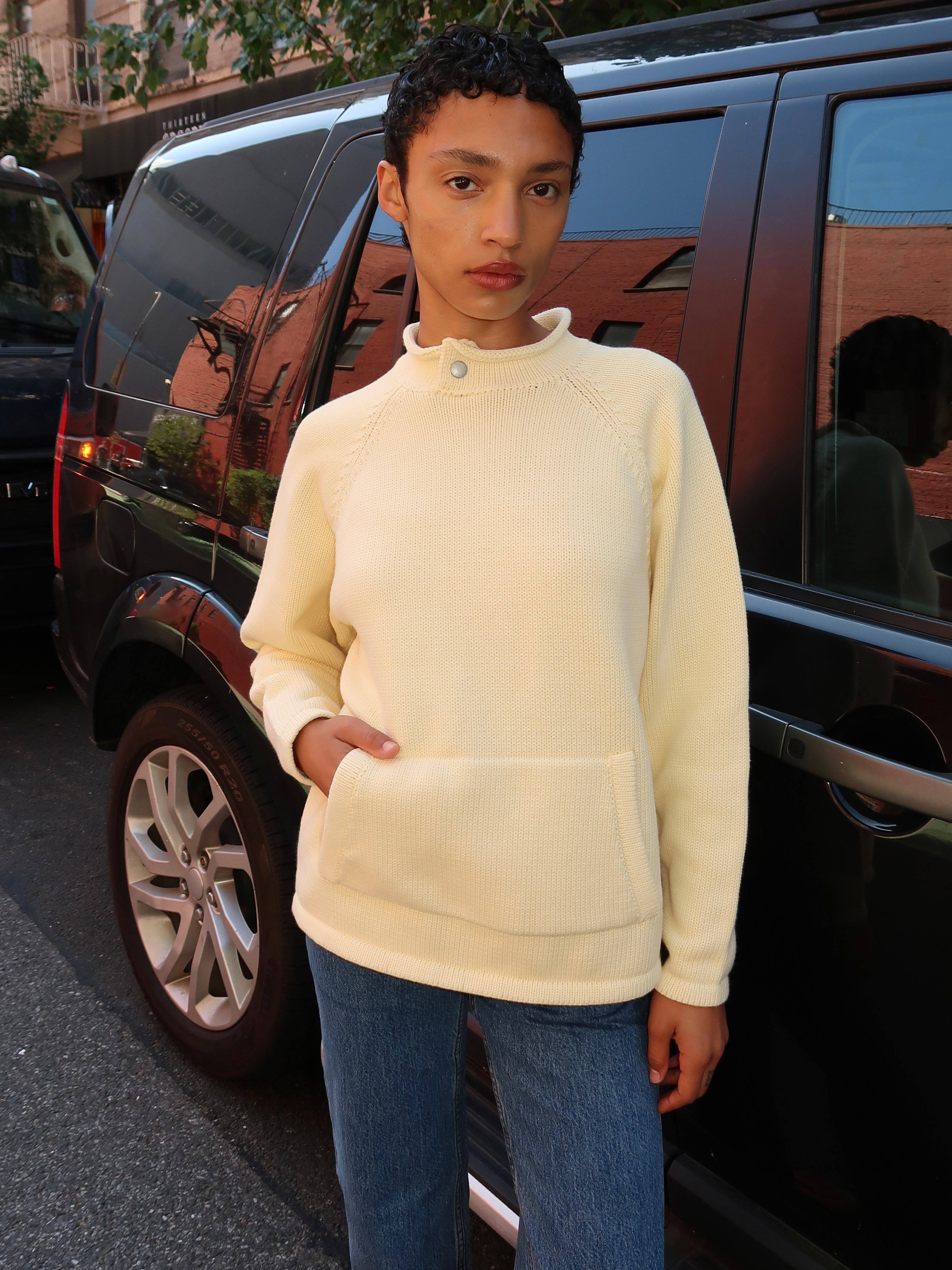 Snap Collar Sweater in Butter