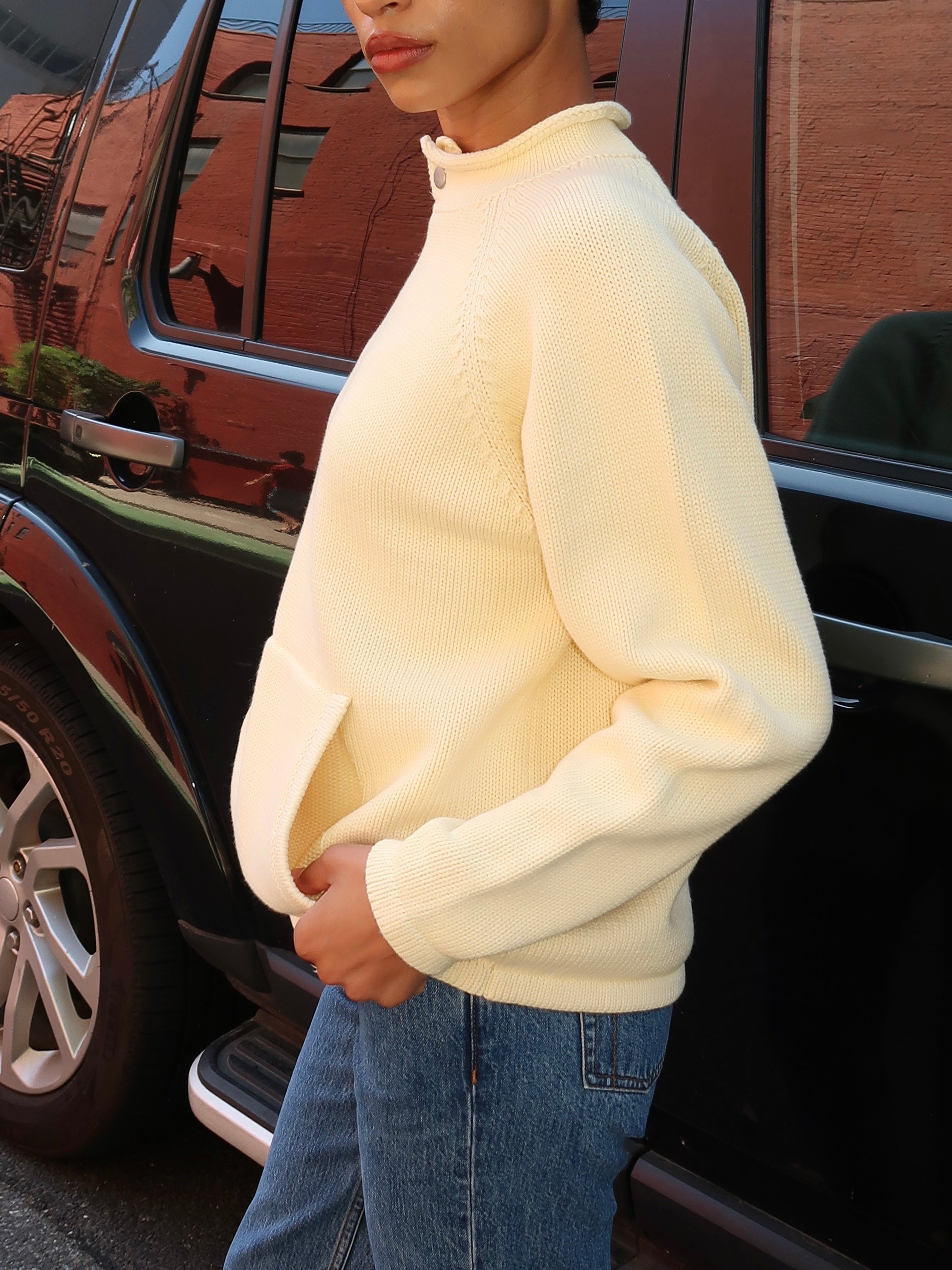 Snap Collar Sweater in Butter