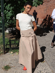 Washed Cotton Corset Skirt in Warm Sand