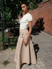 Washed Cotton Corset Skirt in Warm Sand